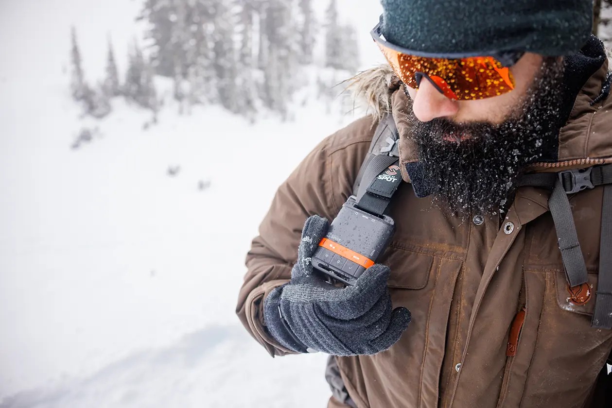 SPOT Gen4 attached to winter outdoor gear