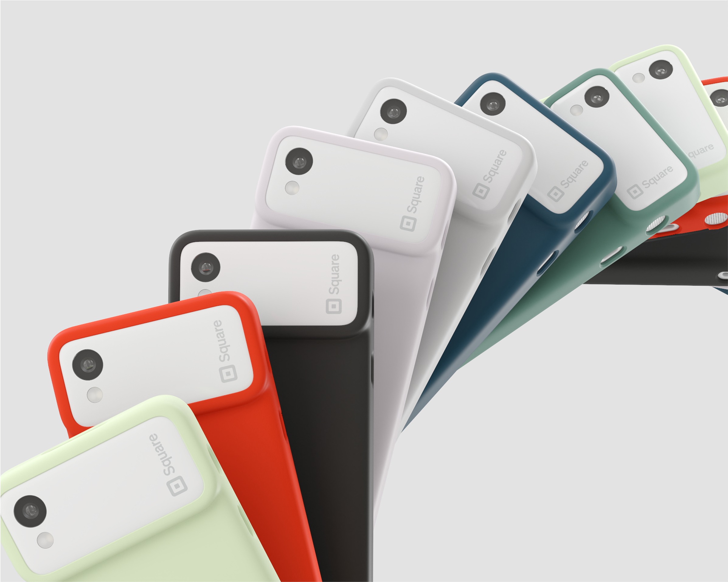 Square Handheld cases in a range of colors